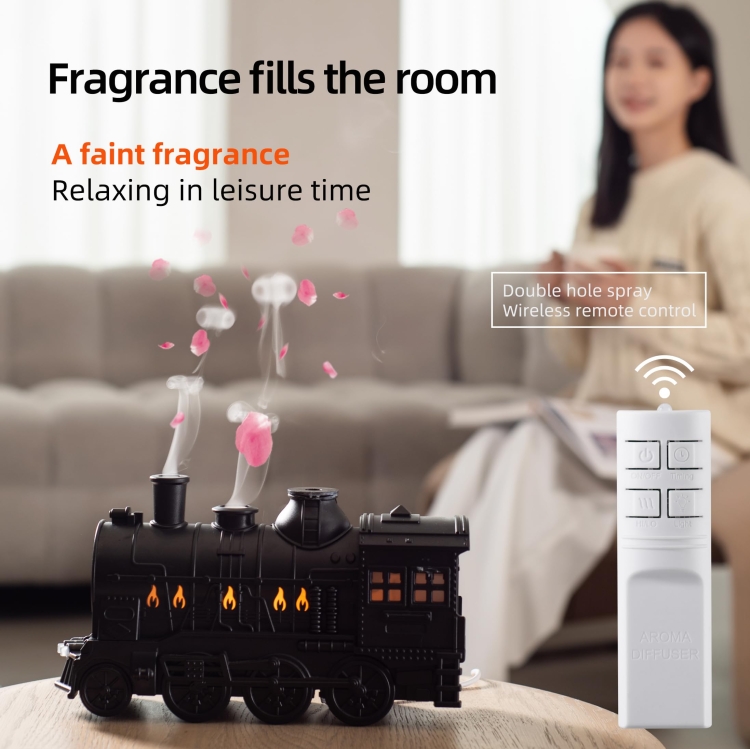 300ml Train Smoke Ring Ultrasonic Air Humidifier & Aroma Diffuser with Remote Control, UK Plug - Six Pandas