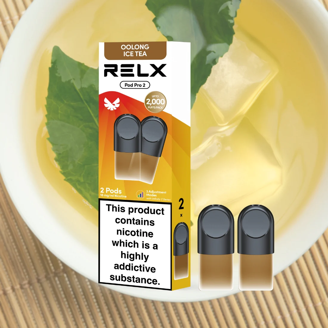 RELX Pod Pro Oolong Ice Tea Flavors 18mg/ml Nicotine - Six Pandas