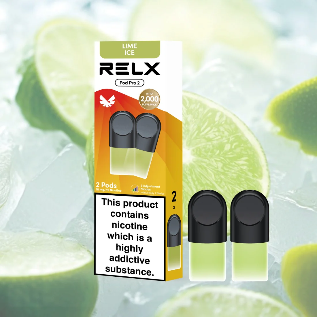 RELX Pod Pro Fruit Juicy Lime Ice Flavors 18mg/ml Nicotine - Six Pandas