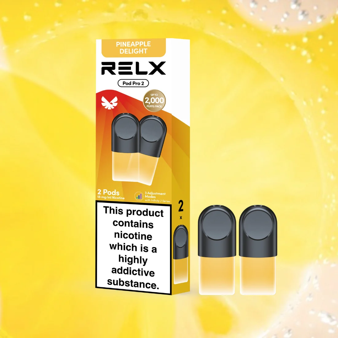 RELX Pod Pro Fruit Juicy Pineapple Delight Flavors 18mg/ml Nicotine - Six Pandas
